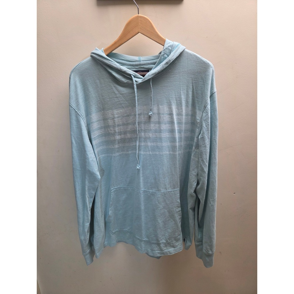 Eventide Mens XL Light Blue Striped 100% Cotton Lightweight Hoodie Made in Peru